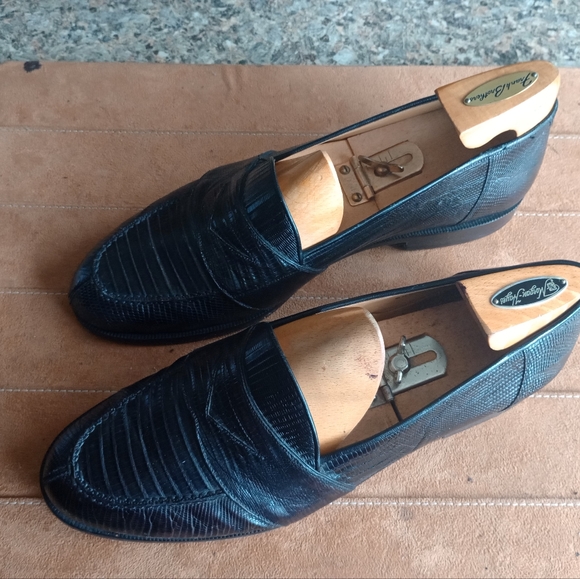 MAGNANNI MENS Black LizardSkin Slipon Penny Loafer Size 11M (94)